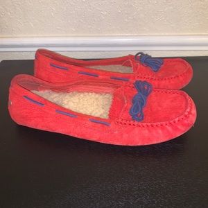 Cozy UGG Red/Blue Moccasins